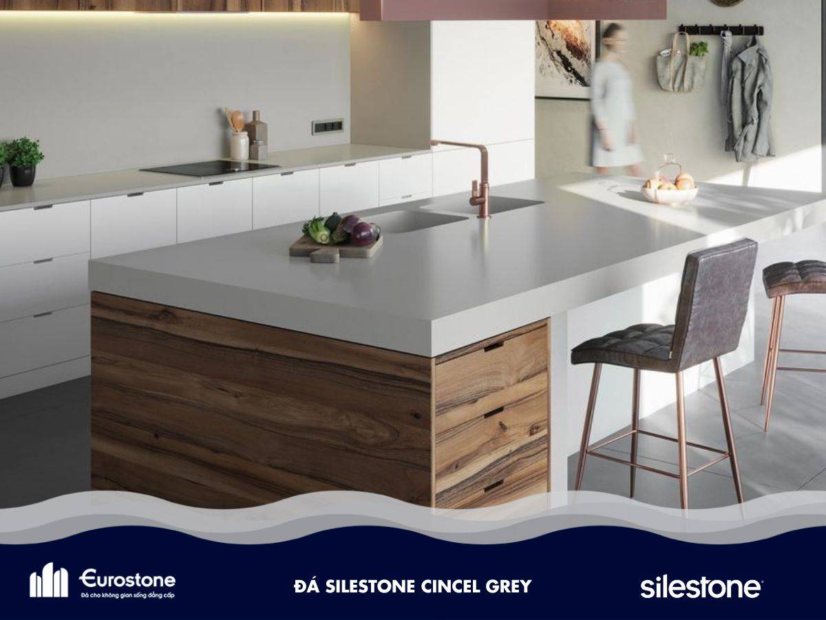 đá silestone cincel grey ốp bếp