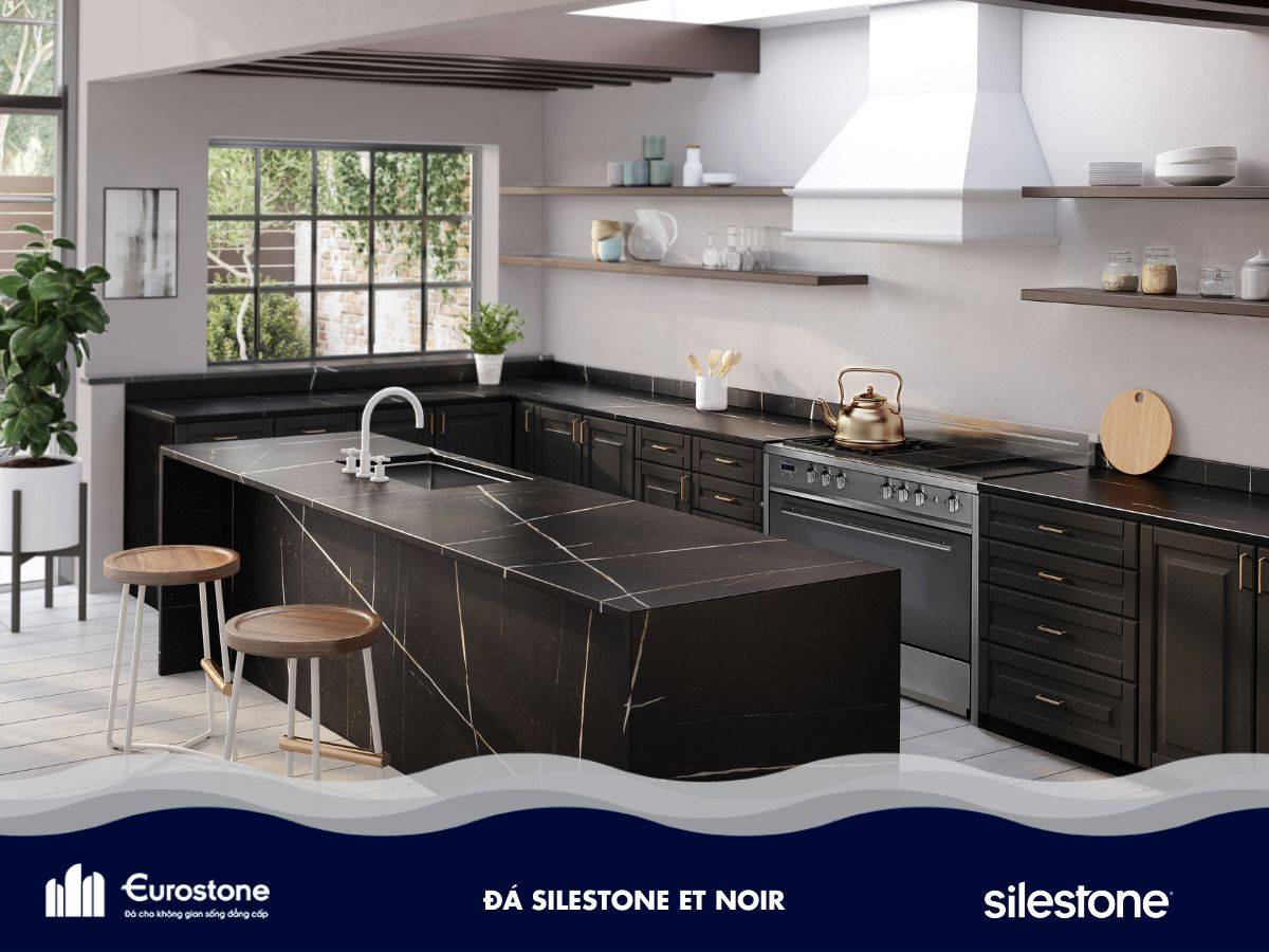 Đá Silestone et noir màu đen ốp bếp