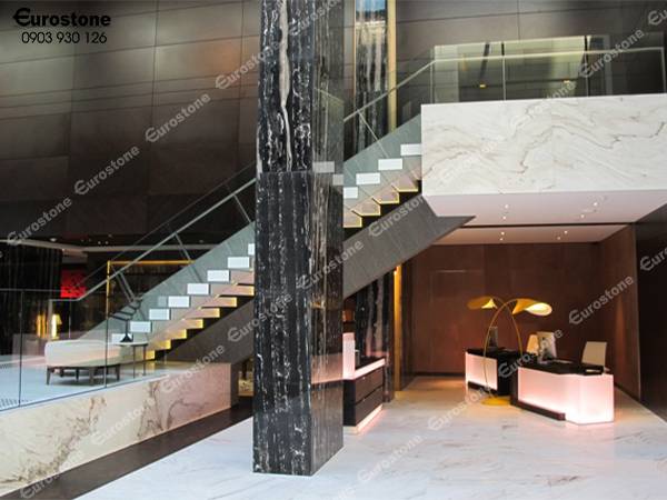 cột ốp đá đẹp black royal