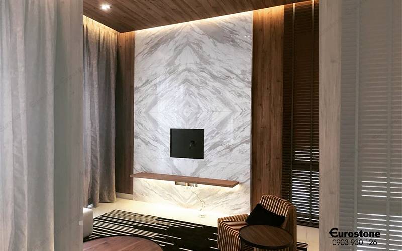 đá ốp vách tivi volakas