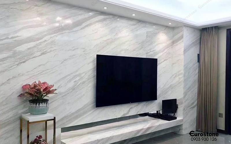 đá ốp vách tivi volakas