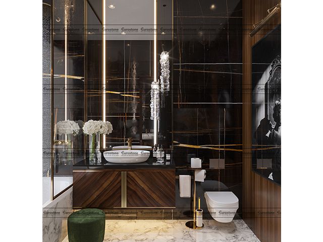 Đá Marble Laurent Black And Gold