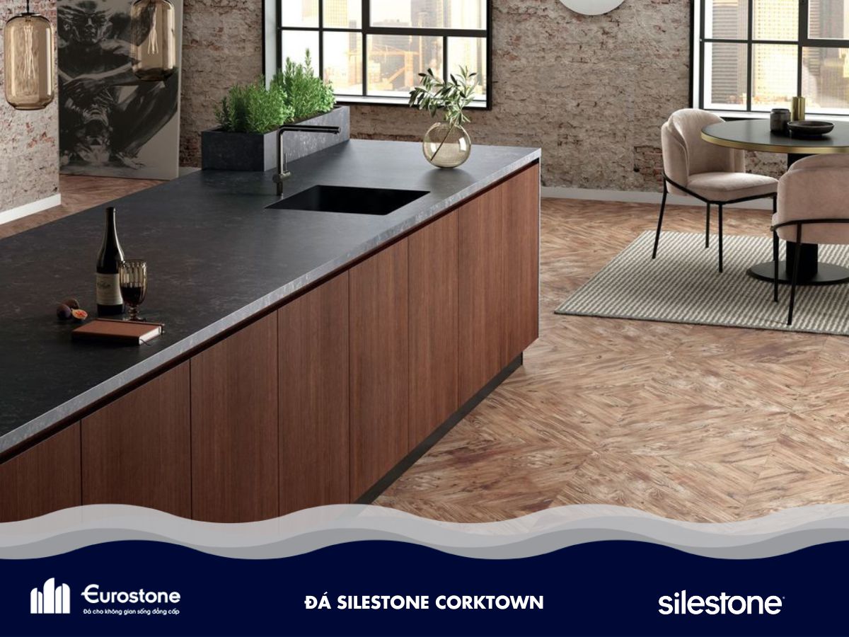 Đá Silestone corktown làm bàn đảo