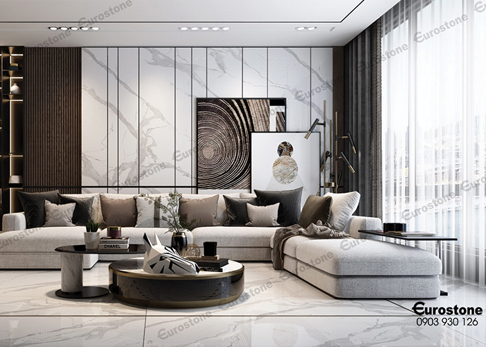 Đá cẩm thạch ốp tường trang trí phòng khách