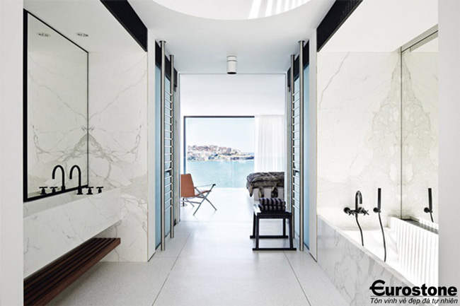 Mẫu đá tự nhiên màu trắng ốp tường