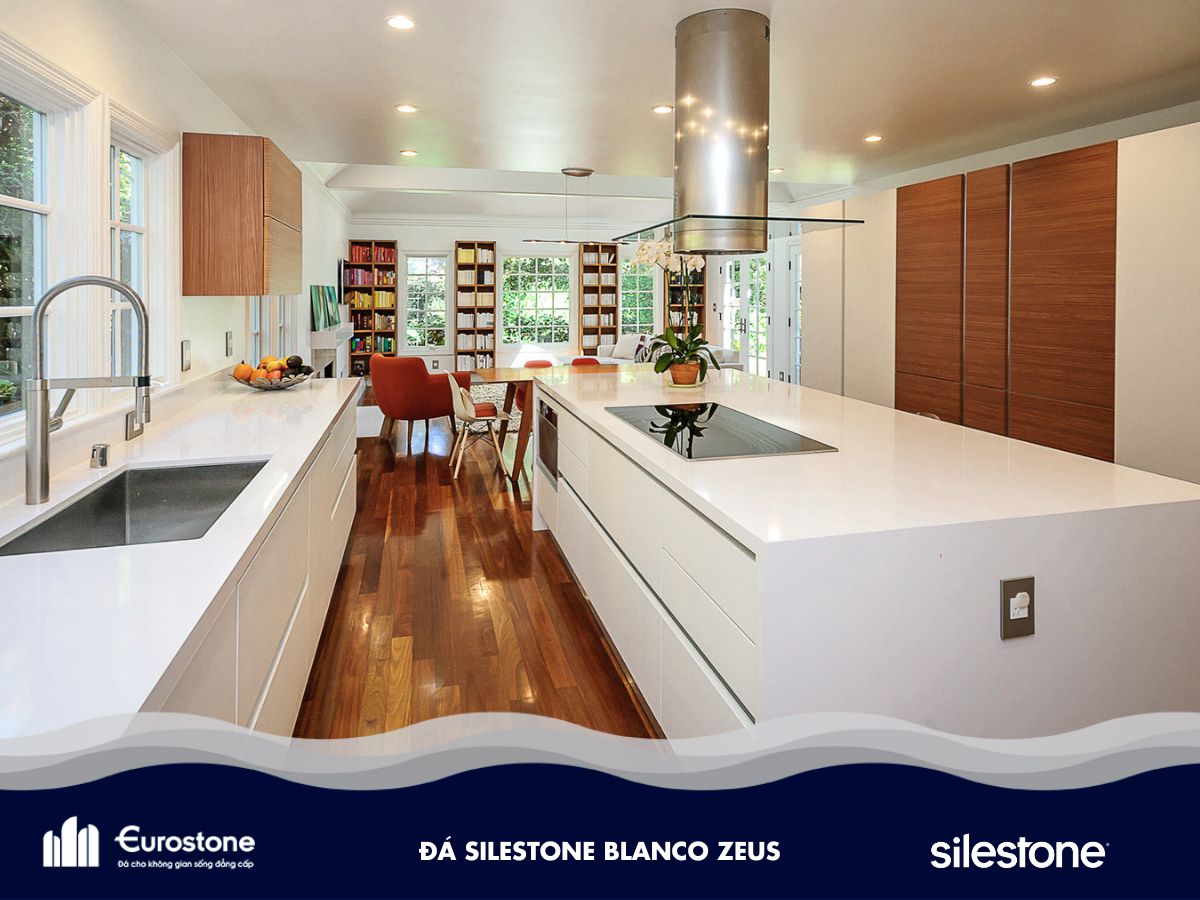 đá silestone bianco zeus bàn bếp