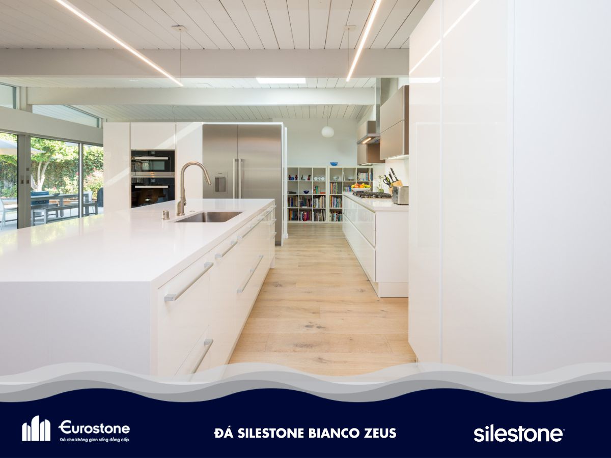 đá silestone bianco zeus ốp bếp
