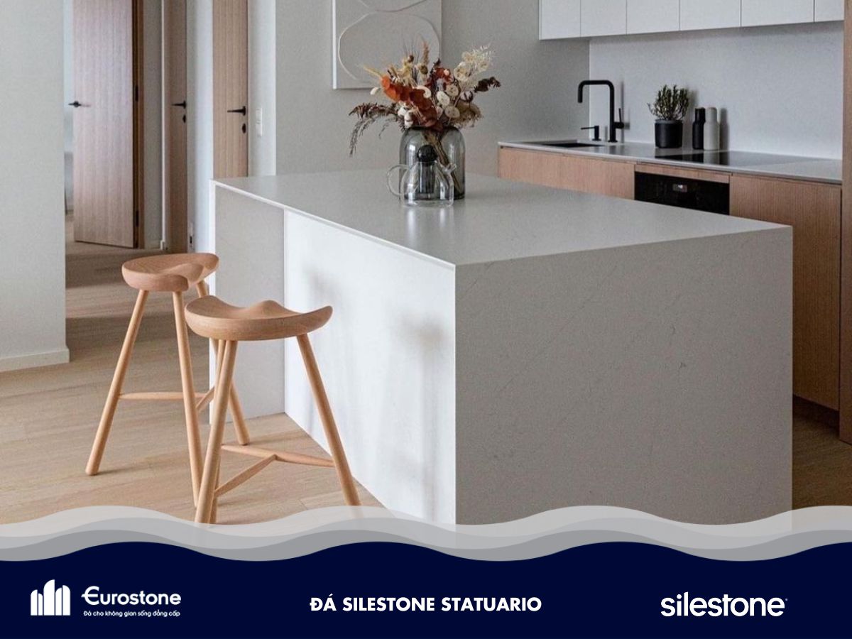 đá silestone statuario ốp bếp